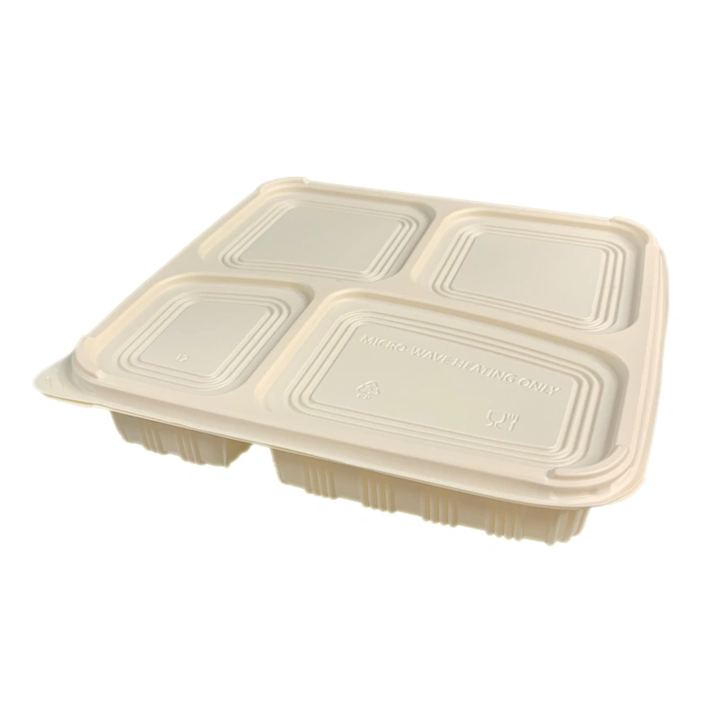 4Compartment Cornstarch Bento Box Takeaway Meal Tray with Lid